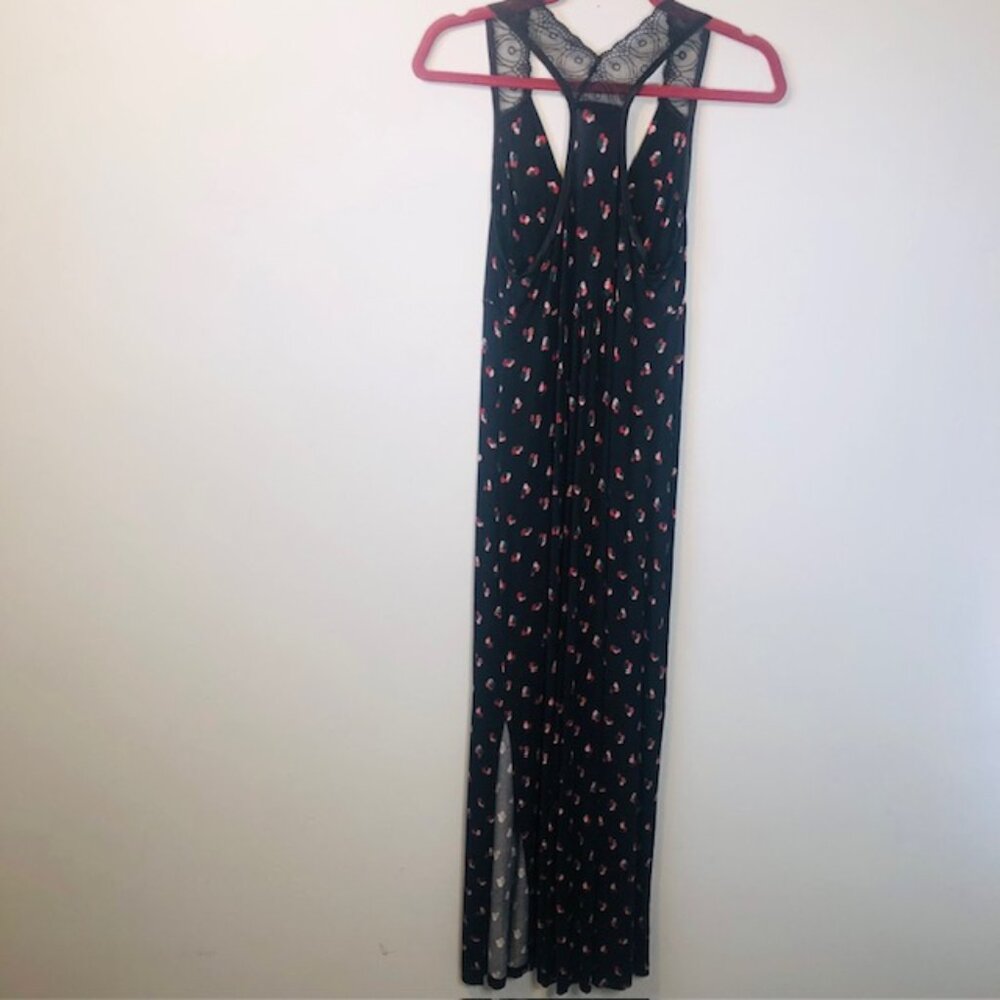 Elegant Midnight Black Floral Maxi Dress – Size Small